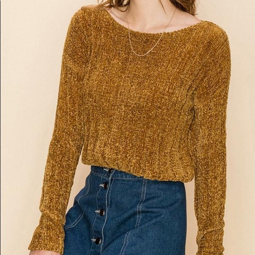 Gold Chenille Crop Sweater